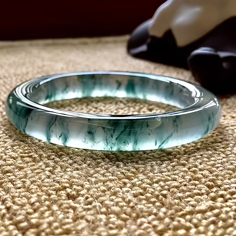Natural Stone Ice-Type Floating Flower Bangle, Classic Style